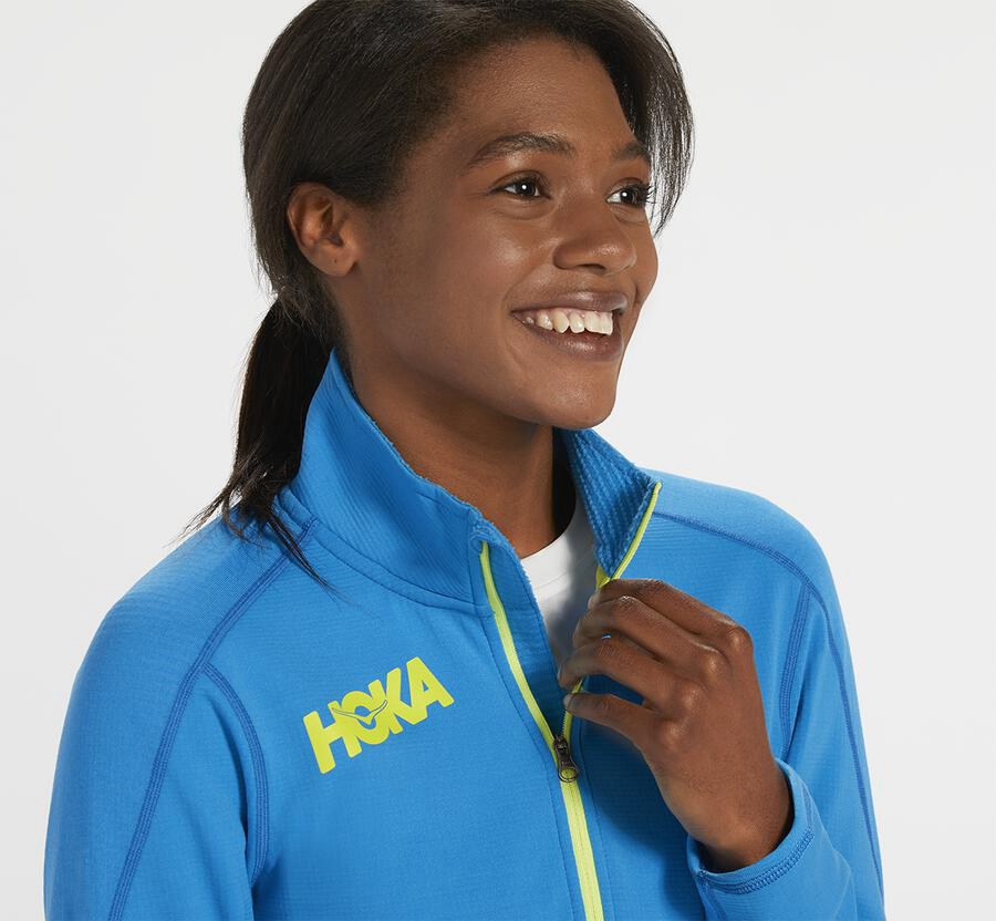 Hoka One One Top Dame - 1/2 Zip Midlayer - Blå - 492053XPU